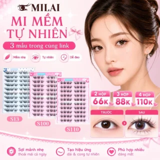 （2hộp/3hộp/4hộp）MILAI Mi giả cụm 10 hàng mềm nhẹ, mi giả handmade dễ dán cho người mới bắt đầu/Tùy chọn mẫu tùy ý