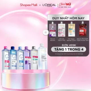 Nước tẩy trang làm sạch sâu, loại bỏ bụi bẩn & trang điểm 3-in-1 L'Oreal Paris Micellar Water 400ml