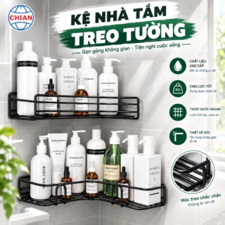 Kệ Nhà Tắm Treo Tường - Kệ Góc Dán Tường - Kệ Đựng Gia Vị Nhà Bếp, Kệ Để Gia Vị Nhà Bếp