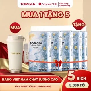 Mua bình giữ nhiệt Topgia tặng 5 bịch khăn giấy rút đáy mộc an 1000 tờ 4 lớp dày dặn, hàng Việt Nam