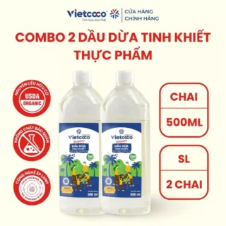 Dầu dừa tinh khiết Organic Vietcoco (thực phẩm ) chai 500ml