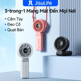 Quạt cầm tay JisuLife 7 Mini gấp gọn dễ mang gió mạnh quạt đeo cổ quạt bàn êm cho học sinh văn phòng ngoài trời