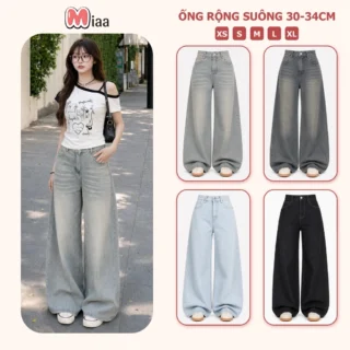 Quần Jean Ống Rộng Suông Basic MIAA Ống 30-33cm Dễ Mix Đồ Năng Động,Quần Jean Ver.3 Dài chất liệu Denim form nam nữ