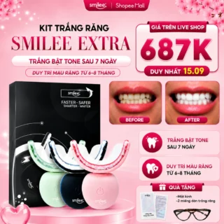 Trắng răng SMILEE EXTRA, bộ kit làm trắng răng từ 2-6 tone tại nhà, bộ quà tặng cho nữ, LIS