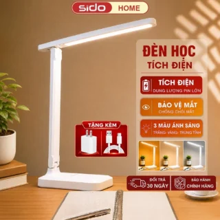 Đèn học để bàn chống cận Sidohome SH16 đèn bàn học tích điện đọc sách 3 màu ánh sáng bảo vệ mắt