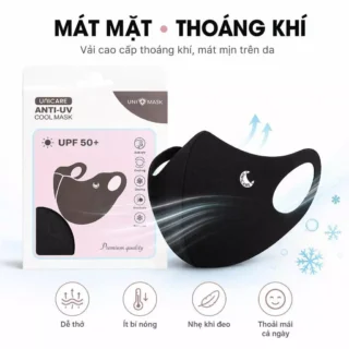 COMBO 4 Chiếc Khẩu trang ANTI UV cool mask Unicare Chống Nắng 1 lớp thoáng nhẹ, chống tia UV-UPF50+
