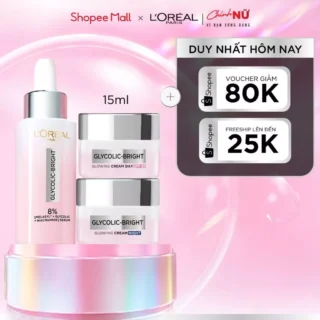 Bộ Serum Glycolic Melasyl 8% 30ml & Kem dưỡng ngày đêm mờ thâm nám L'Oreal Paris Glycolic