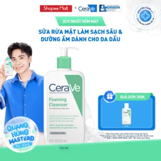 Sữa rửa mặt foaming giúp làm sạch sâu và dưỡng ẩm dịu nhẹ dành cho da dầu - CeraVe Foaming Facial Cleanser 236ML