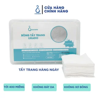 Bông tẩy trang Likado hộp 400 miếng kích thước 6x5 cm