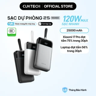 CUKTECH 120W 25000mAh Sạc Nhanh Công Suất Cao Pin Dự Phòng – Hỗ Trợ Xiaomi 120W Laptop 100W——25 SE