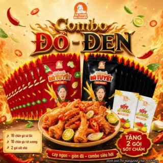 (Tặng 1 sốt chấm) COMBO ĐỎ ĐEN: 10 chân gà rút xương + 10 chân gà sả tắc - ĂN CÙNG BÀ TUYẾT M72
