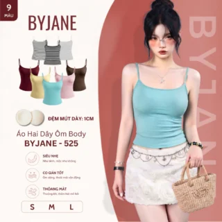 ( KO MÚT / KÈM MÚT) Áo Hai Dây Bản Nhỏ Phong Cách Cá Tính Co Dãn 4 Chiều BYJANE - 525