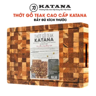 Thớt Gỗ Teak Thương Hiệu KATANA - An Toàn Thực Phẩm Hình Chữ Nhật, Hình Tròn Đủ Size