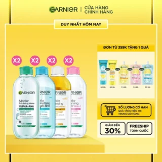 Bộ 2 nước Tẩy Trang làm sạch sâu dịu nhẹ cho mọi loại da (dầu, thường, khô, nhạy cảm) -Garnier Micellar Cleansing Water