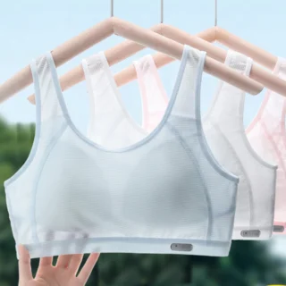 Áo Lót Lưới Đệm Liền Không Gọng Cho Bé Gái Tuổi Dạy Thì Từ 30-70kg, Chất Lưới Thông Hơi Thoáng Mát, Thấm Hút Mồ Hôi A20