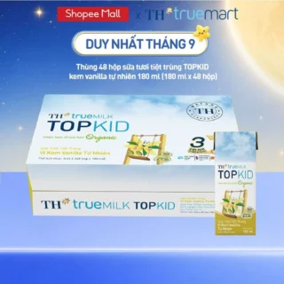 Thùng 48 hộp sữa tươi tiệt trùng TOPKID kem vanilla tự nhiên TH true MILK 180ml