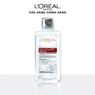 Nước làm sạch và tẩy trang mềm mịn cho da dầu L'Oreal Paris Revitalift Crystal Micellar Water 95ml