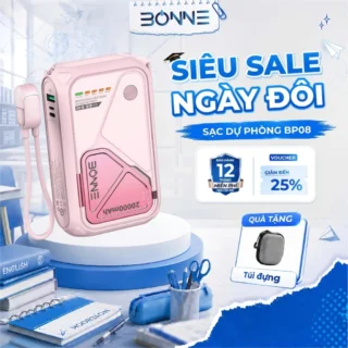 Sạc Dự Phòng BP08, Củ Sạc Nhanh BONNE BP08 10.000 mAh 20.000 mAh Hỗ Trợ Sạc Không Dây