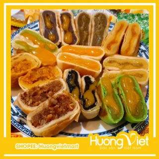 Combo Bánh pía kim sa Tân Huê Viên 10 bánh 10 vị khác nhau, bánh pía Sóc Trăng mini, đồ ăn vặt Sài Gòn