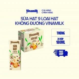 Thùng 24 hộp Sữa hạt 9 loại hạt không đường Vinamilk - hộp 180ml|