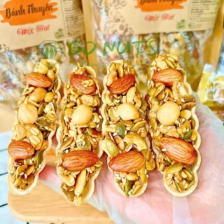Bánh thuyền mix hạt túi 250g GO NUTS có Macca không đường hỗ trợ ăn kiêng, bánh ngũ cốc dinh dưỡng