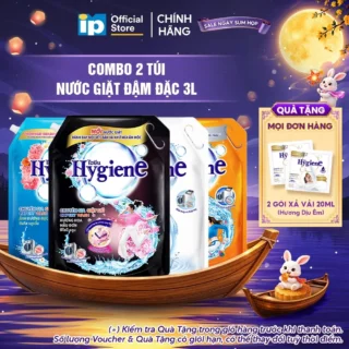 Combo 2 Nước Giặt Đậm Đặc Hygiene 3L (Dịu Êm/ Ánh Dương Hạnh Phúc/ Mẫu Đơn/ Ánh Dương Rực Rỡ)