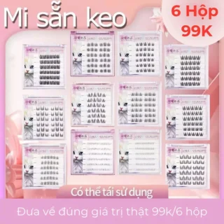 Lông mi giả SẴN KEO 99K/6 hộp, có thể tái sử dụng, chống nước 24h chuẩn dáng Hàn Quốc