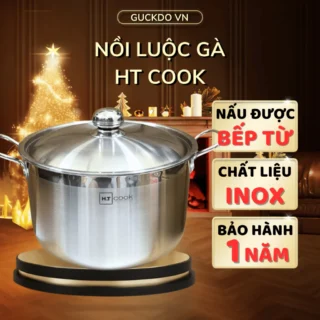 Nồi luộc gà HT COOK chất liệu inox 430 nguyên khối chống rỉ an toàn sức khỏe, nồi nấu bếp từ, bếp ga
