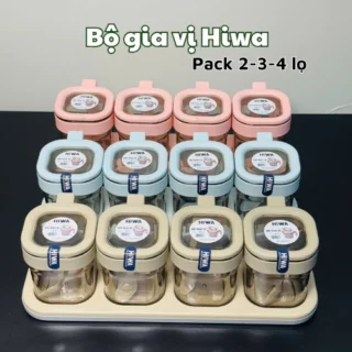 Bộ lọ gia vị 2 3 4 hũ, thiết kế kèm muỗng, khay đựng tiện dụng, hũ gia vị ngăn kiến, không ẩm ỉu