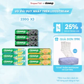 Combo 3 Kem Đánh Răng Closeup Trắng Răng Thơm Mát thành phần Thiên Nhiên 230G