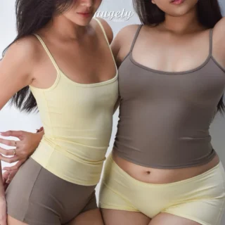 Áo Hai Dây Basic Chiết Eo Vải Thun Cao Cấp Augety Studio MIRA TOP