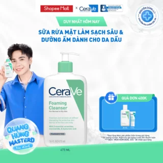 Sữa rửa mặt foaming giúp làm sạch sâu và dưỡng ẩm dịu nhẹ dành cho da dầu - CeraVe Foaming Facial Cleanser 473ML