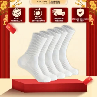 Vớ Tất Nam Nữ Cotton Màu Trắng Basic Chất Dày Thoáng Mát ( Quà Tặng Kèm Khi Mua Giày )