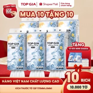Thùng 10 bịch giấy rút Mộc an TopGia 1000 tờ 4 lớp dày dặn, hàng Việt Nam thùng 10/15