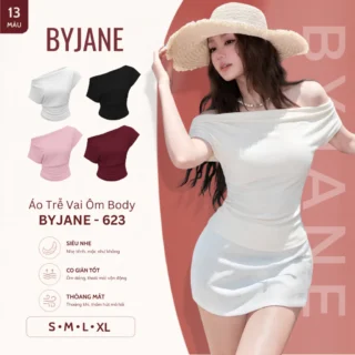 Áo Thun Nữ Trễ Vai Tay Ngắn Co Giãn Mềm Mịn Tôn Dáng Gợi Cảm BYJANE – 623