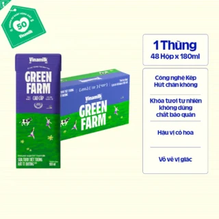 Thùng 48 Hộp Sữa Tươi Tiệt Trùng Vinamilk Green Farm Rất ít đường 180ml