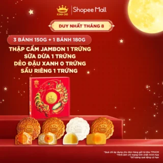 Combo 4 bánh trung thu Kinh Đô 1 trứng 2 trứng150g bánh nướng,bánh dẻo,ăn kiêng,